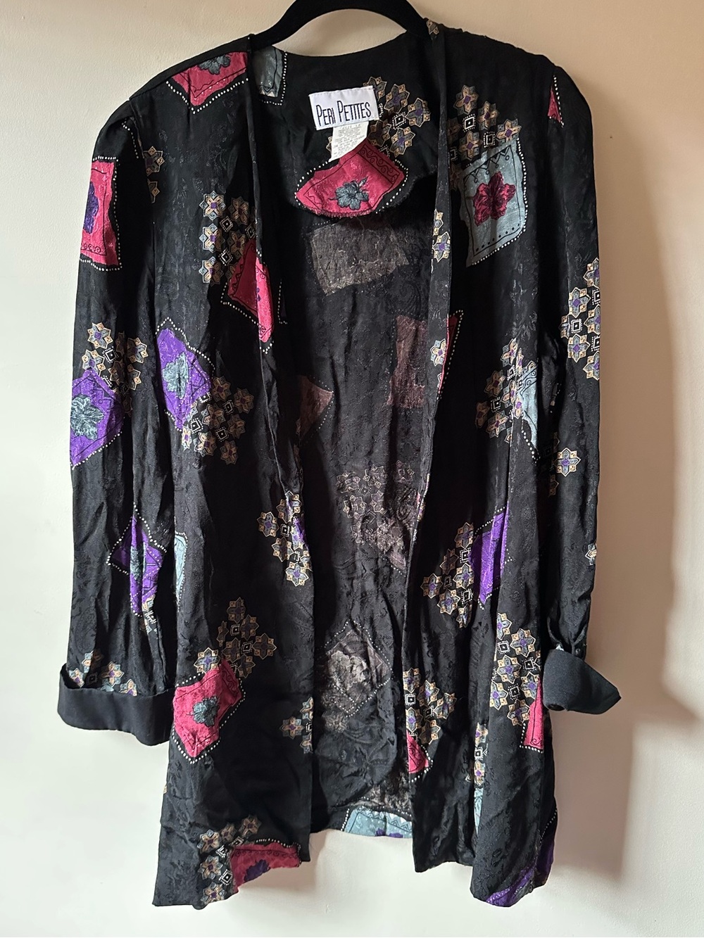 Vintage 80s Rayon Cardigan Peri Petites Size 14